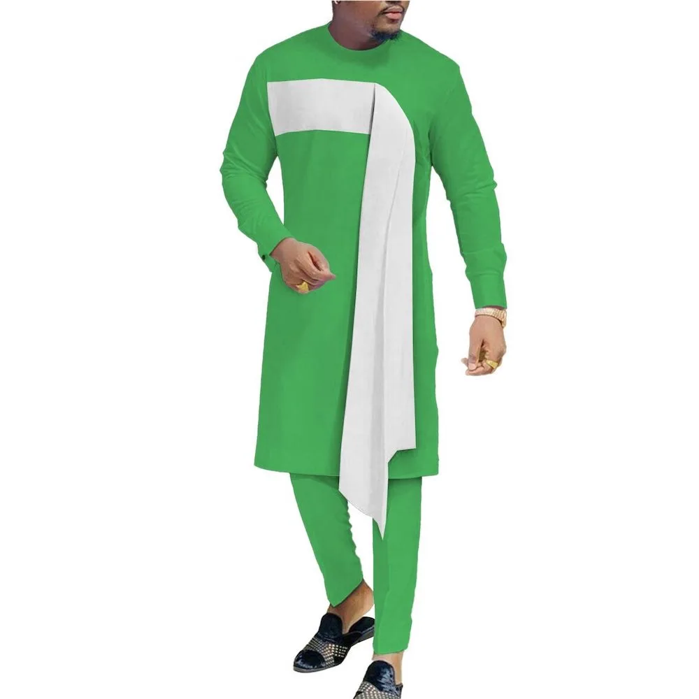 Boubou Africain Pour Homme Vert - africaine-boutique