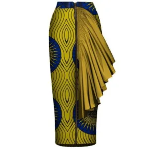 Jupe Droite Tissu Africain